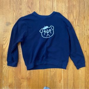 French connection navy blue bulldog crewneck sweatshirt size S